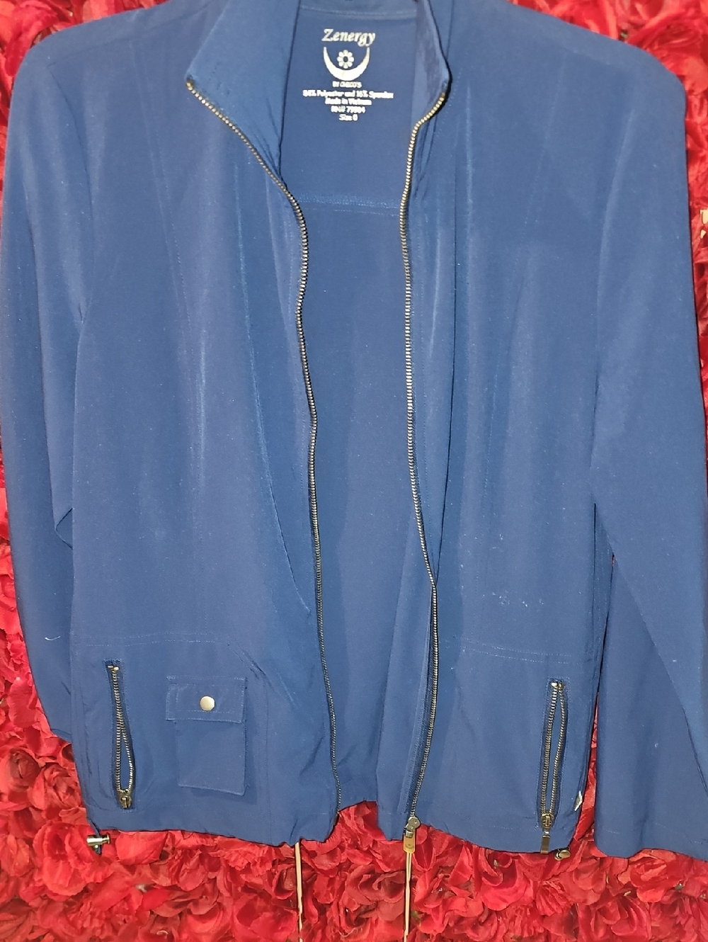 Zenergy by Chico's Women's Navy Zip Front Poly/Spandex Jacket Size 0